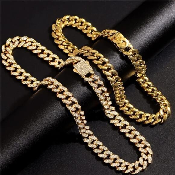 NEW Iced Out Gold Chain Necklaces - Picture 4 of 5
